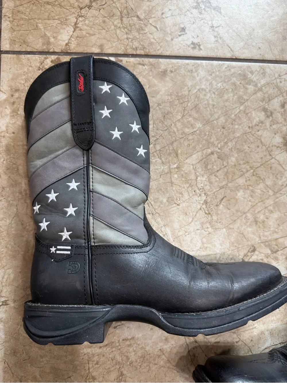 Men’s Durango Black and Gray Flag Accent Western Boots
